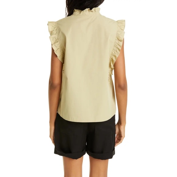 Samsoe and Samsoe Frill Sleeve Marthy Organic Cotton Button Down Shirt Large - Picture 3 of 13